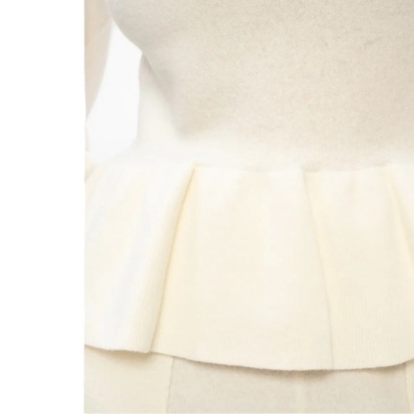 ULLA JOHNSON ROSA WOOL TURTLENECK STRUCTURED PEPLUM IVORY SWEATER PETITE - Picture 11 of 16